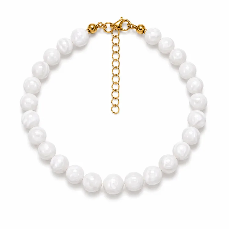 witte trochus armband in verguld staal - AURA