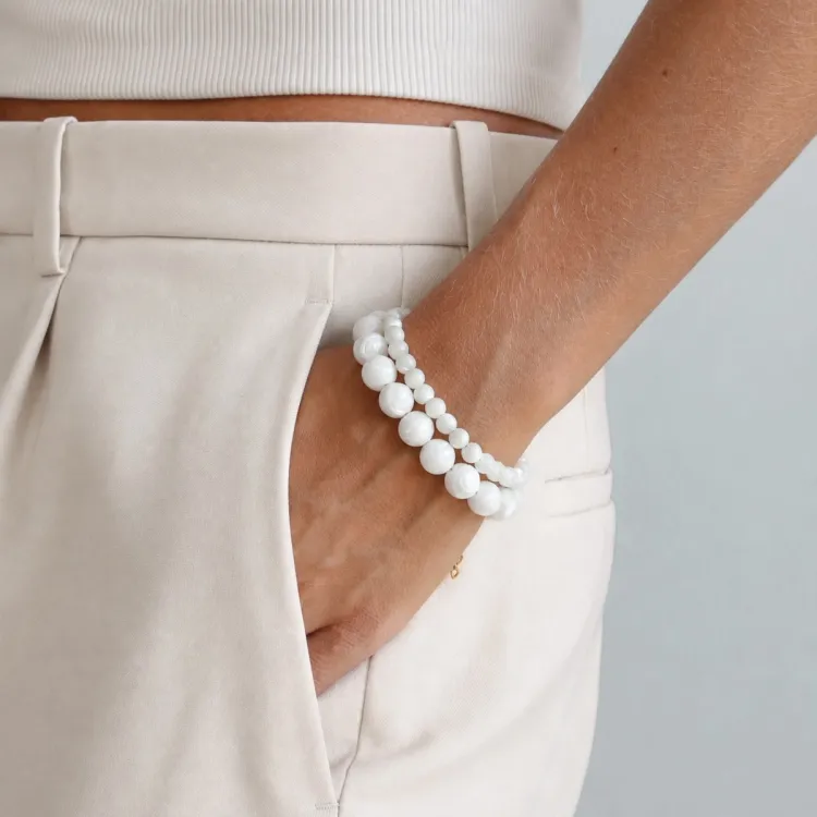 witte trochus armband in verguld staal - AURA