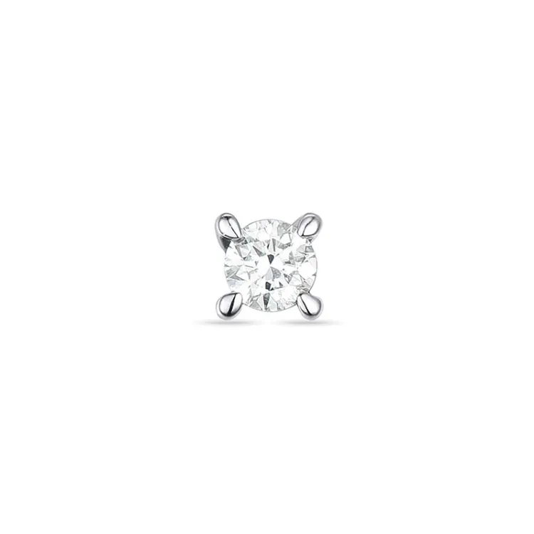 1 x 0,03 ct solitaire oorbel in 14 karaat witgoud met diamant 