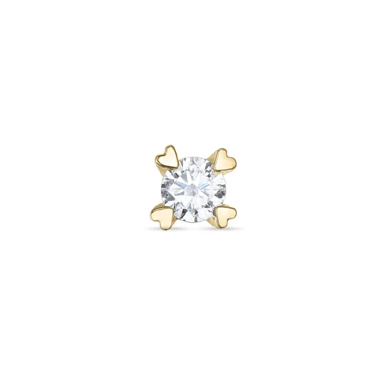 1 x 0,06 ct diamant solitaire oorbel in 14 karaat goud met diamant 