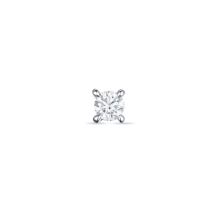 1 x 0,05 ct solitaire oorbel in 14 karaat witgoud met diamant 