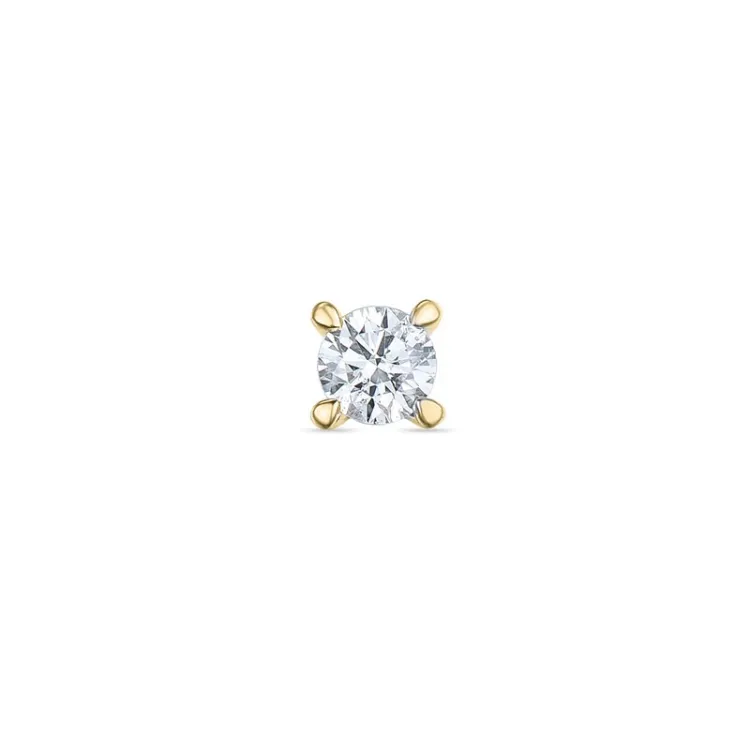 1 x 0,06 ct diamant solitaire oorbel in 14 karaat goud met diamant 
