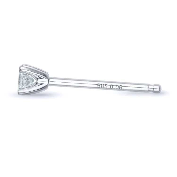 1 x 0,06 ct diamant solitaire oorbel in 14 karaat witgoud met diamant 