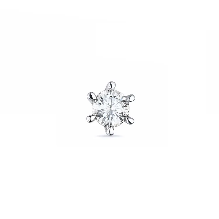 1 x 0,06 ct diamant solitaire oorbel in 14 karaat witgoud met diamant 