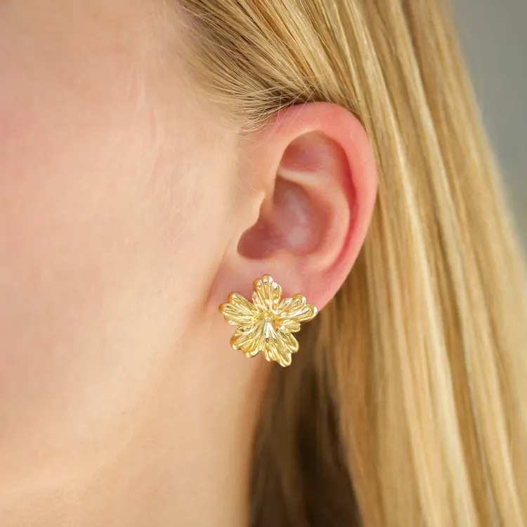 waterproof bloem oorbellen in verguld staal - OCEANA