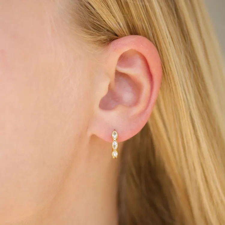14 mm waterproof zirkoon creool in verguld staal - OCEANA