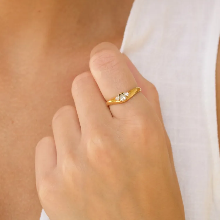 waterproof zirkoon ring in verguld staal - OCEANA