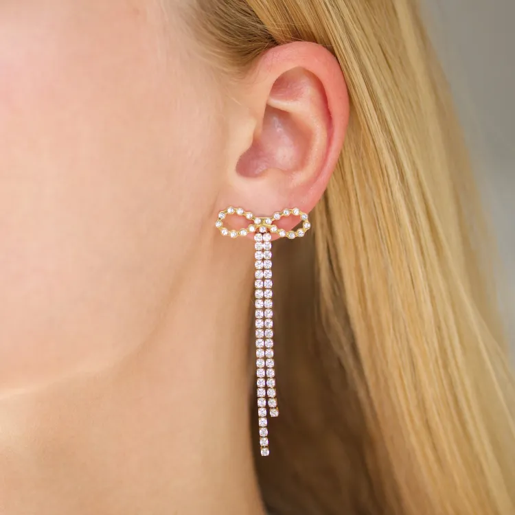 waterproof strikje zirkoon ketting oorbellen in verguld staal - OCEANA