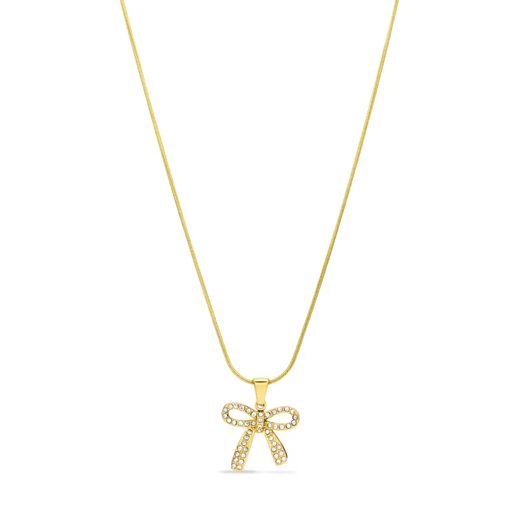 waterproof strikje zirkoon ketting in verguld staal - OCEANA