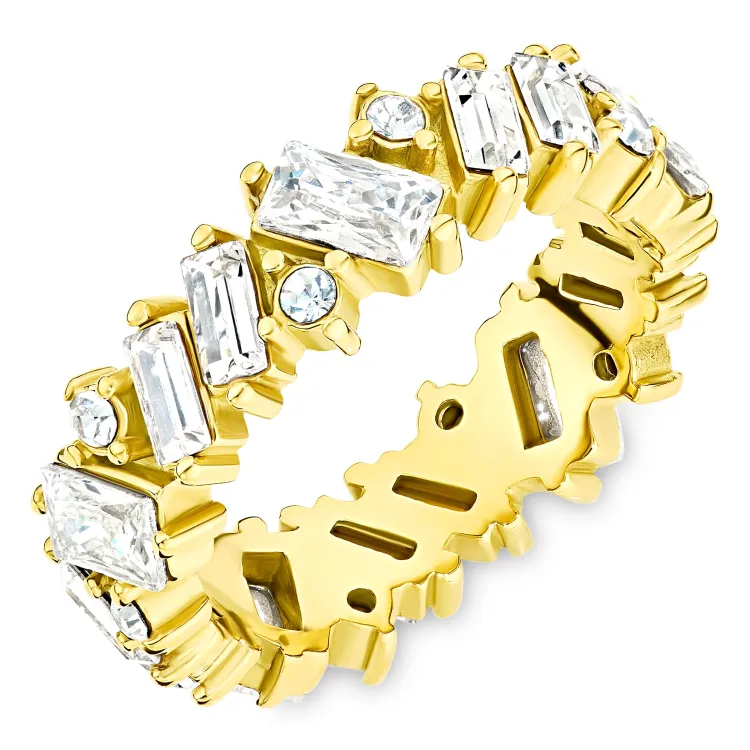 waterproof zirkoon ring in verguld staal - OCEANA