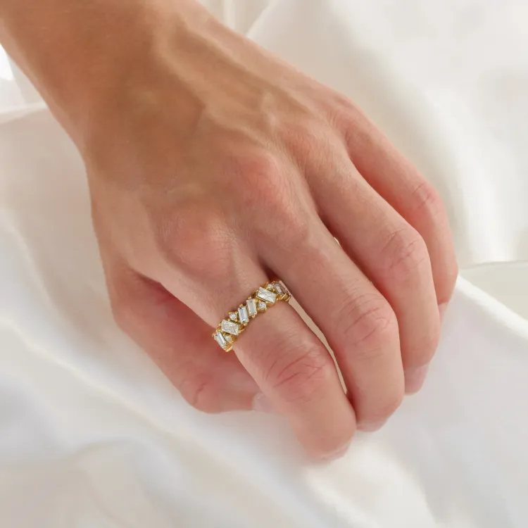 waterproof zirkoon ring in verguld staal - OCEANA