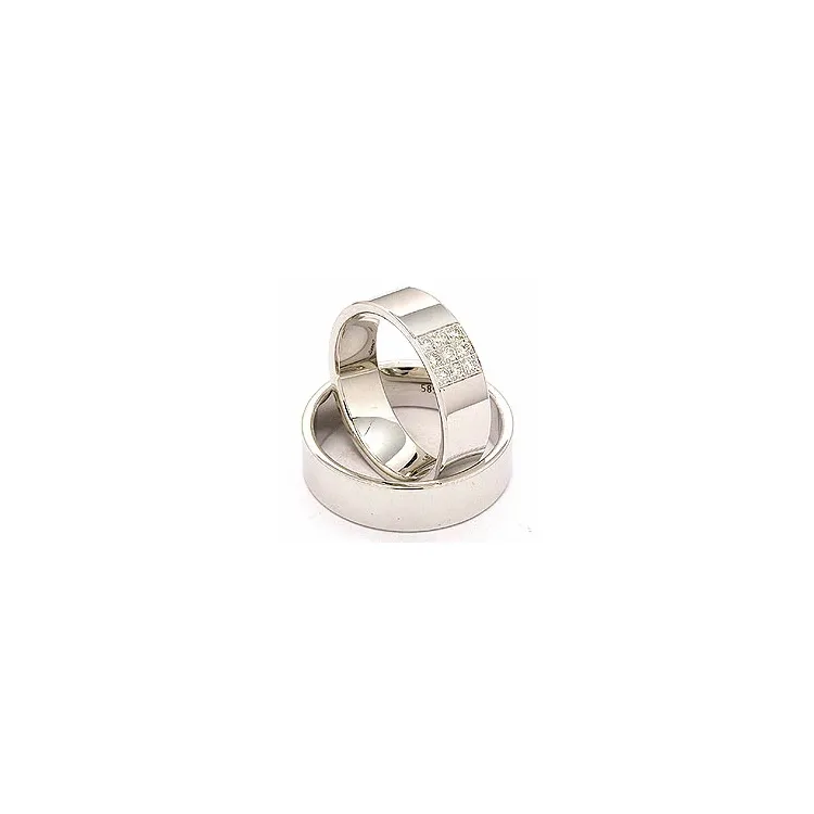 trouwringen in 14 karaat witgoud 9 x 0,149 ct - set