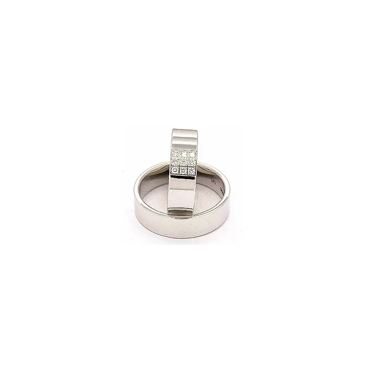 trouwringen in 14 karaat witgoud 9 x 0,149 ct - set