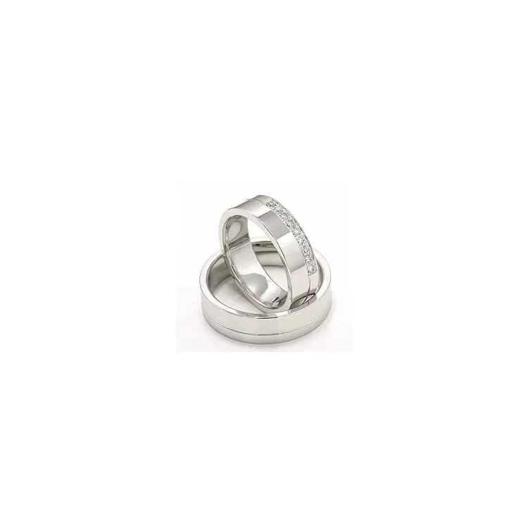 trouwringen in 14 karaat witgoud 9 x 0,015 ct - set