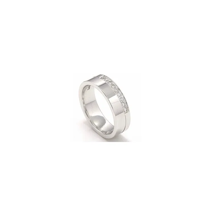 trouwring in 14 karaat witgoud 9 x 0,015  ct
