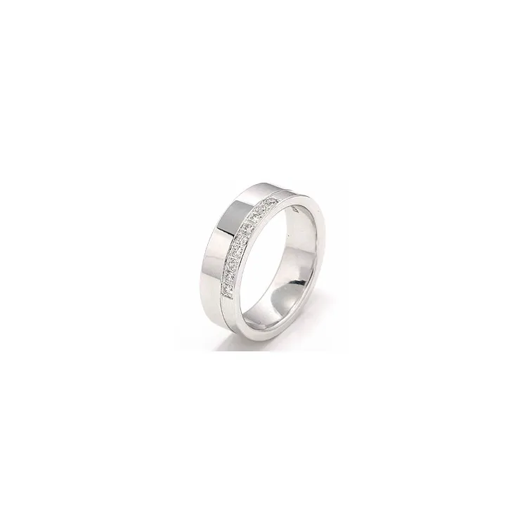trouwring in 14 karaat witgoud 9 x 0,015  ct