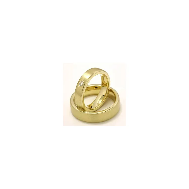 Matte trouwringen in 14 karaat goud 0,11 ct - set