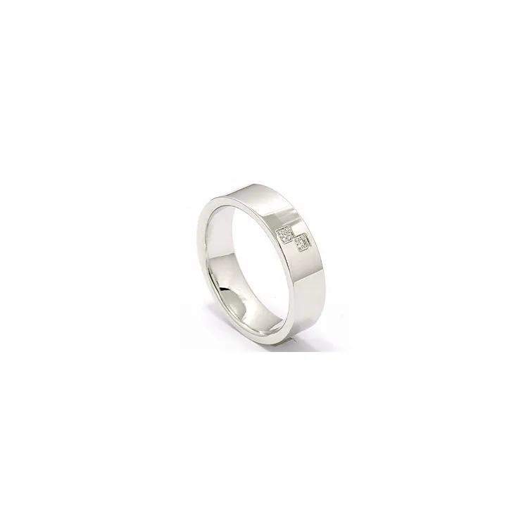 trouwring in 14 karaat witgoud 2 x 0,015 ct