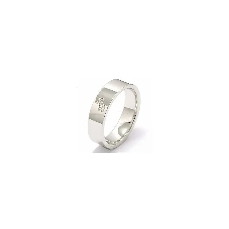 trouwring in 14 karaat witgoud 2 x 0,015 ct