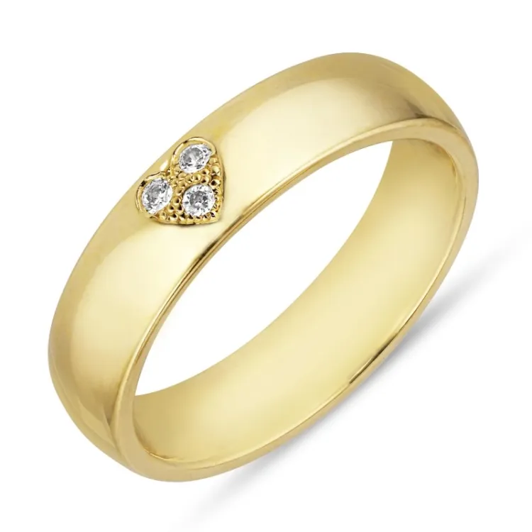 hart trouwring in 14 karaat goud 0,075 ct