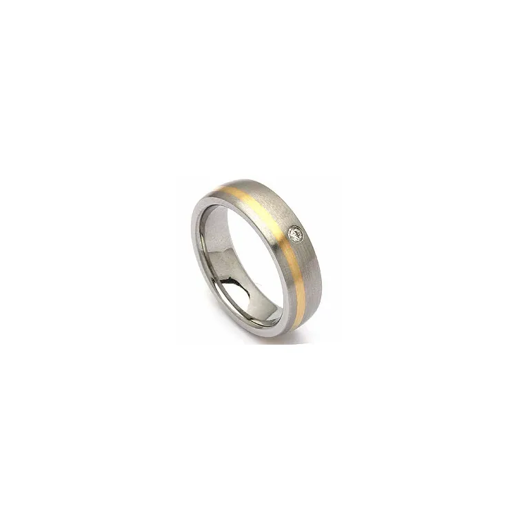 Trouwring in 14 karaat staal en goud 0,035 ct