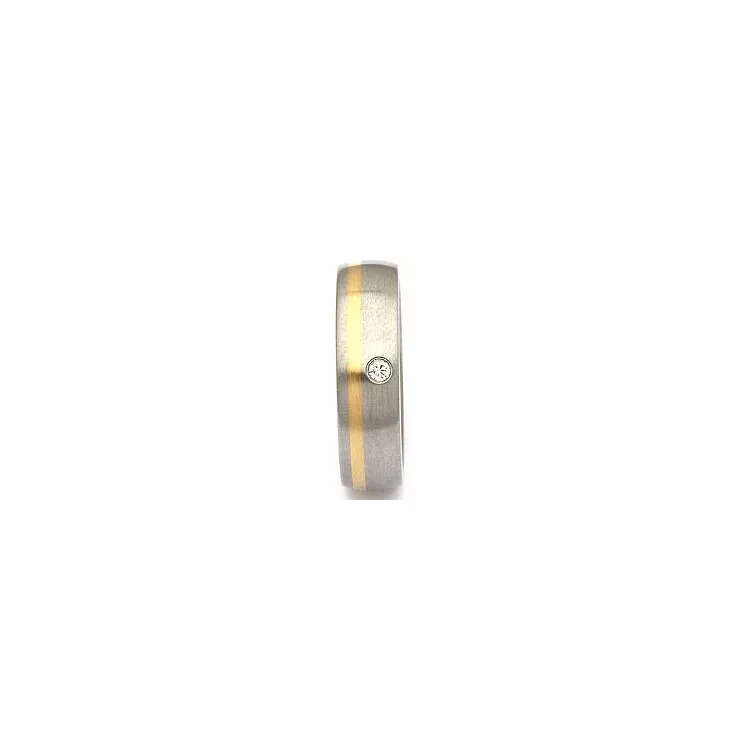 Trouwring in 14 karaat staal en goud 0,035 ct