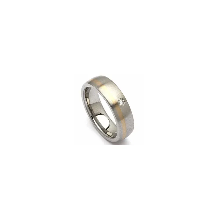Trouwring in 14 karaat staal- en witgoud 0,035 ct