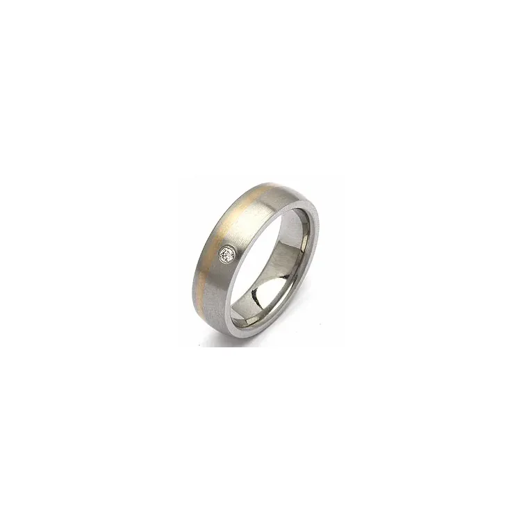 Trouwring in 14 karaat staal- en witgoud 0,035 ct
