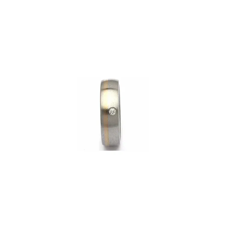 Trouwring in 14 karaat staal- en witgoud 0,035 ct