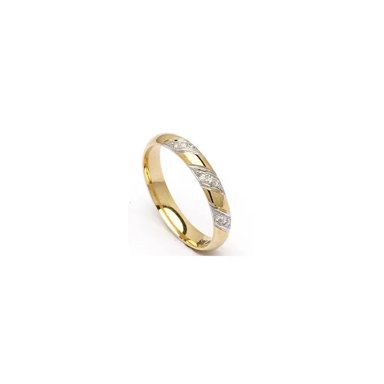 trouwring in 14 karaat goud-en witgoud 0,048 ct