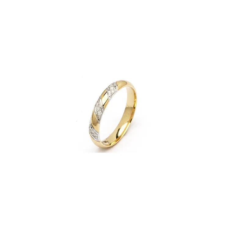 trouwring in 14 karaat goud-en witgoud 0,048 ct