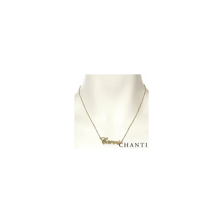 Naamkettingen met hanger in verguld zilver