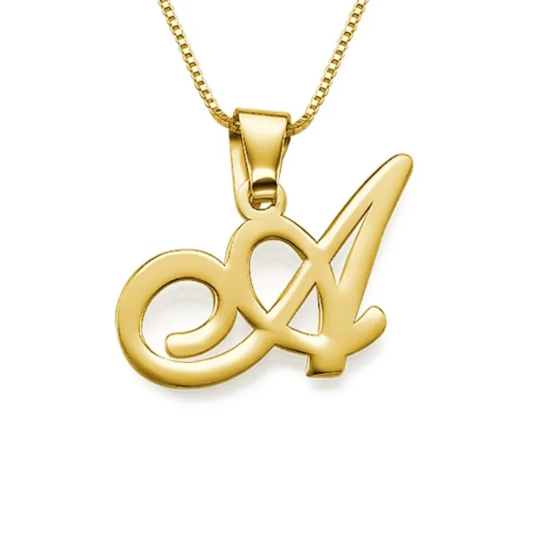 letter Naamkettingen met hanger in verguld zilver