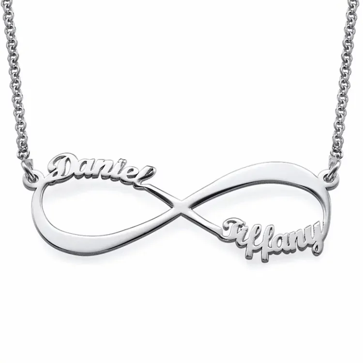 Infinity Naamkettingen met hanger in zilver