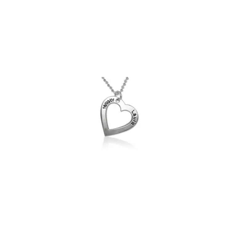 Hart Naamkettingen met hanger in zilver