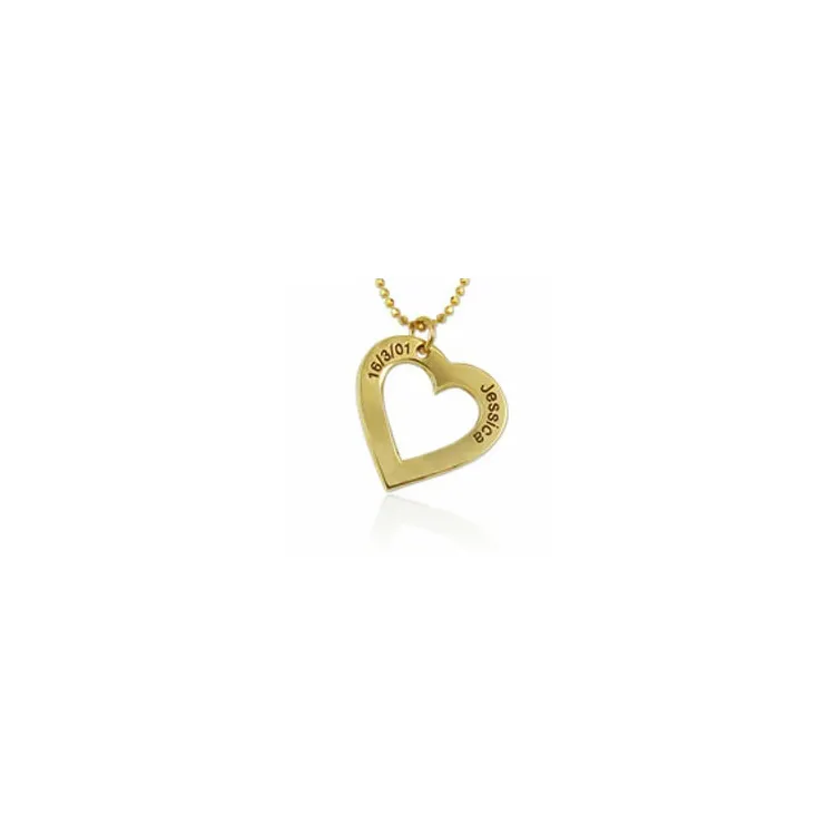 hart Naamkettingen met hanger in verguld zilver
