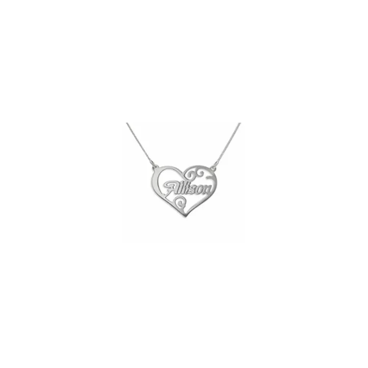 Hart Naamkettingen met hanger in zilver