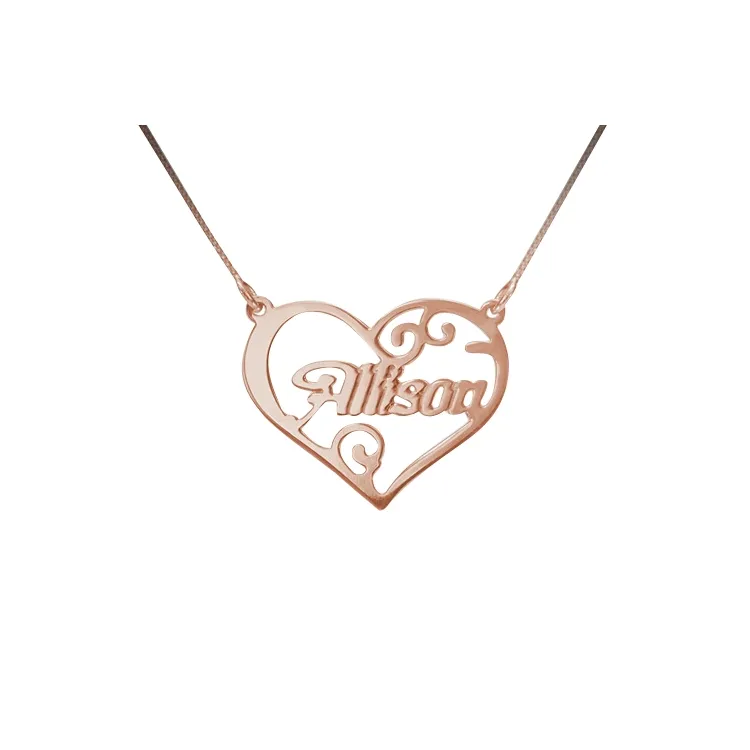 Naamkettingen met hanger in zilver met een roze coating