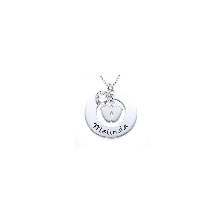 Rond Naamkettingen met hanger in zilver