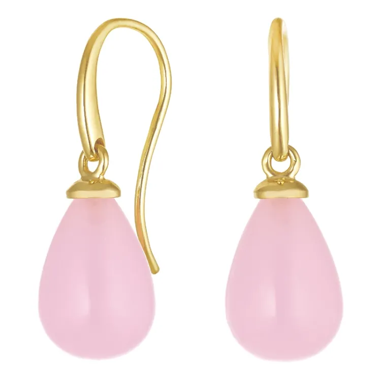 oorbellen in 9 karaat goud met roze kristal