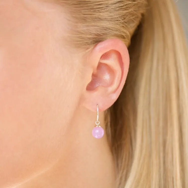 oorbellen in 9 karaat goud met roze kristal