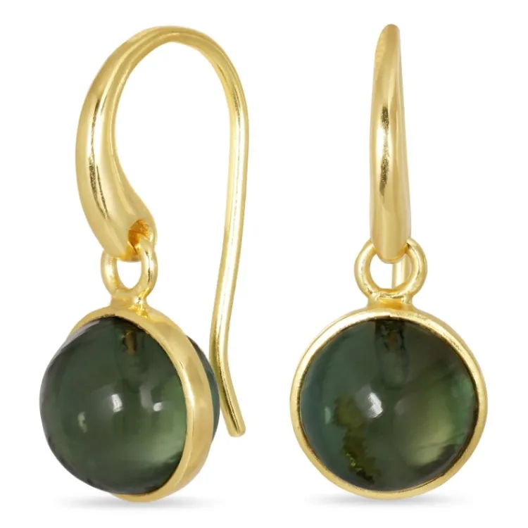 rond groen kristal oorbellen in verguld zilver - Loom Stones
