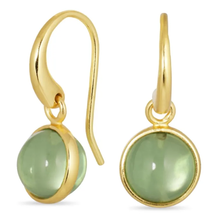 rond lichtgroene kristal oorbellen in verguld zilver - Loom Stones