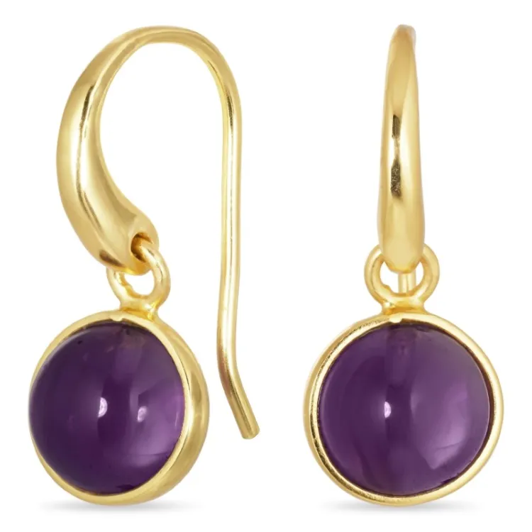 rond paarse kristal oorbellen in verguld zilver - Loom Stones