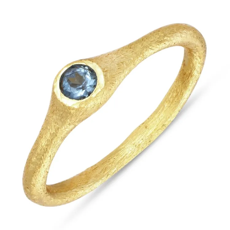 donkerblauw kristal ring in verguld sterlingzilver - Loom Stones