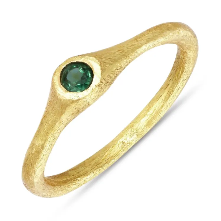 groen kristal ring in verguld sterlingzilver - Loom Stones