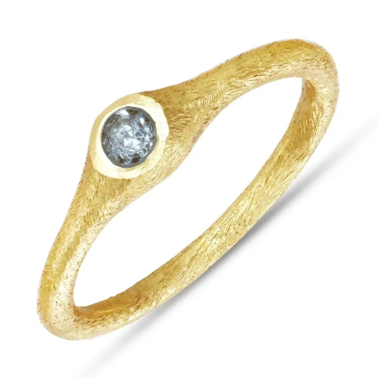 blauwe kristal ring in verguld sterlingzilver - Loom Stones