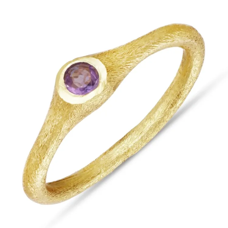 pink kristal ring in verguld sterlingzilver - Loom Stones