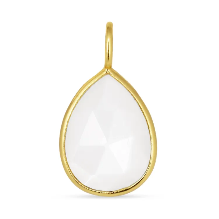 druppel witte maansteen hanger in verguld sterlingzilver - Loom Stones