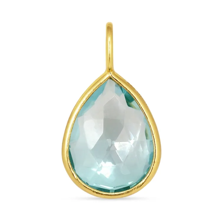 druppel blauwe kristal hanger in verguld sterlingzilver - Loom Stones
